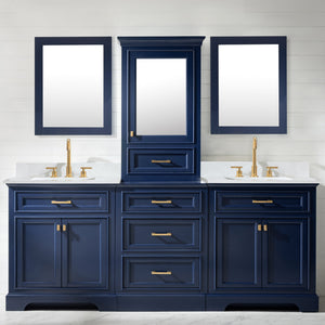 Milano 84" Modular Double Sink Vanity Set with White Quartz Top