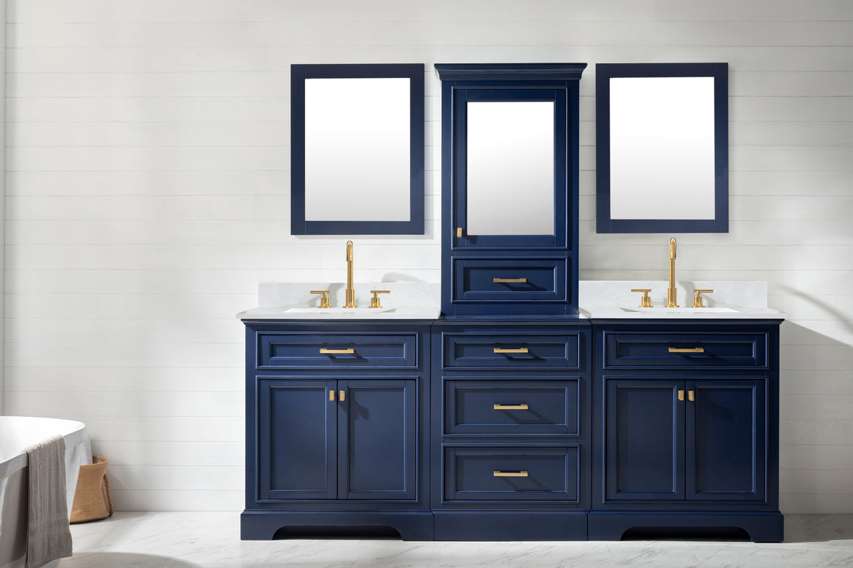 Milano 84" Modular Double Sink Vanity Set with White Quartz Top