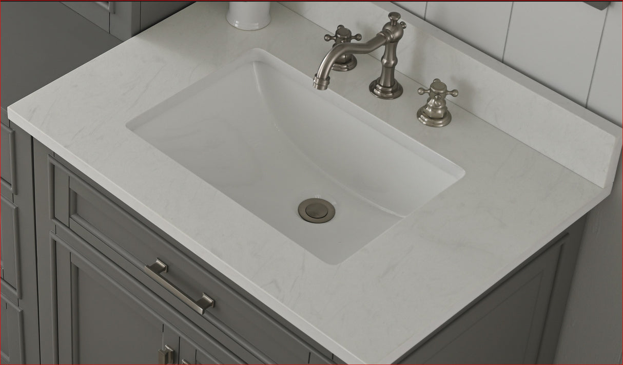 Milano 84" Modular Double Sink Vanity Set with White Quartz Top