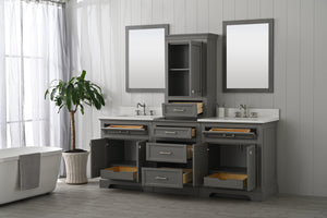Milano 84" Modular Double Sink Vanity Set with White Quartz Top