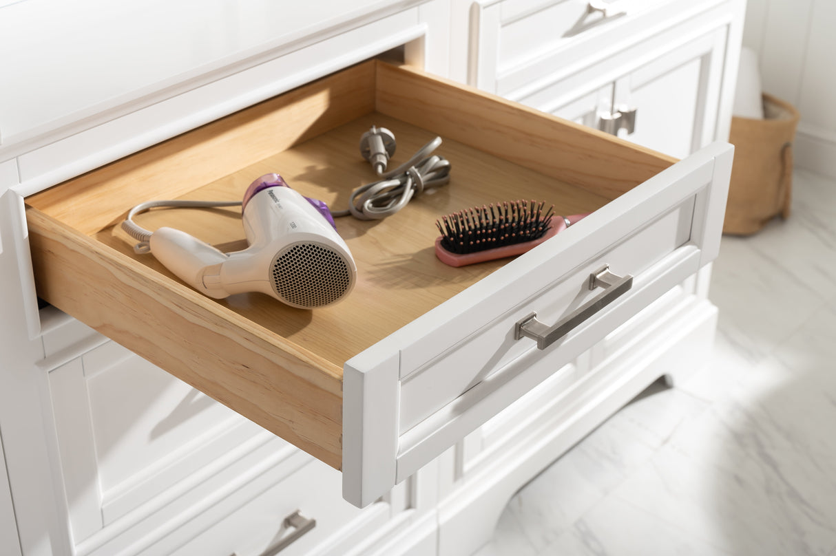 Milano 84" Modular Double Sink Vanity Set with White Quartz Top