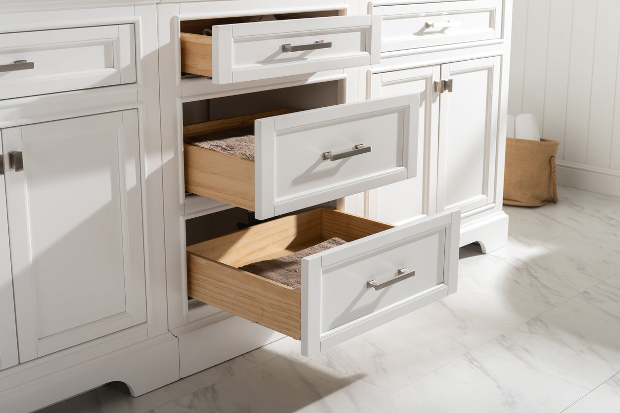 Milano 84" Modular Double Sink Vanity Set with White Quartz Top