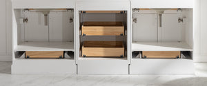 Milano 84" Modular Double Sink Vanity Set with White Quartz Top