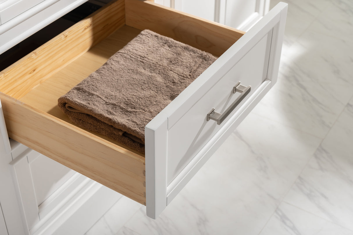 Milano 84" Modular Double Sink Vanity Set with White Quartz Top