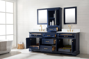 Milano 96" Modular Double Sink Vanity Set with White Quartz Top