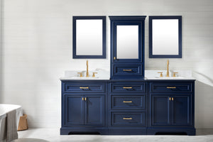 Milano 96" Modular Double Sink Vanity Set with White Quartz Top
