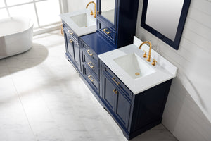 Milano 96" Modular Double Sink Vanity Set with White Quartz Top