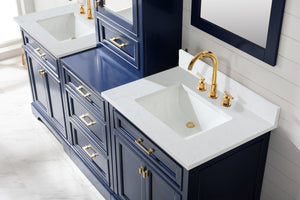 Milano 96" Modular Double Sink Vanity Set with White Quartz Top