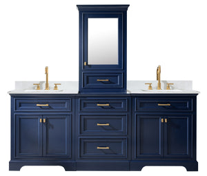 Milano 96" Modular Double Sink Vanity Set with White Quartz Top