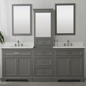 Milano 96" Modular Double Sink Vanity Set with White Quartz Top