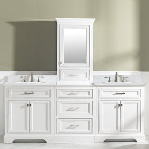 Milano 96" Modular Double Sink Vanity Set with White Quartz Top