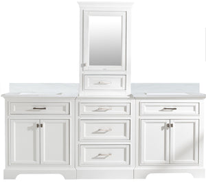 Milano 96" Modular Double Sink Vanity Set with White Quartz Top