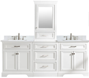 Milano 96" Modular Double Sink Vanity Set with White Quartz Top