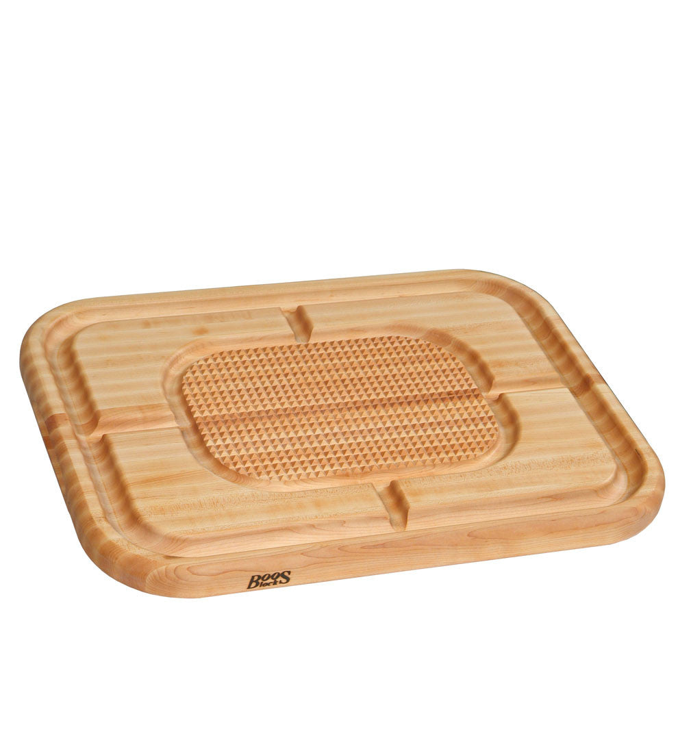 John Boos MN2418150-SM Block Carving Collection Pyramid Design Reversible Maple Cutting Board with Juice Groove, 24 Inches x 18 1.5 24X18X1.5 MPL-EDGE GR-REV-MAYAN
