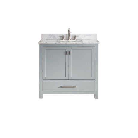 Avanity Modero 37 in. Vanity in Chilled Gray finish with Carrara White Marble Top