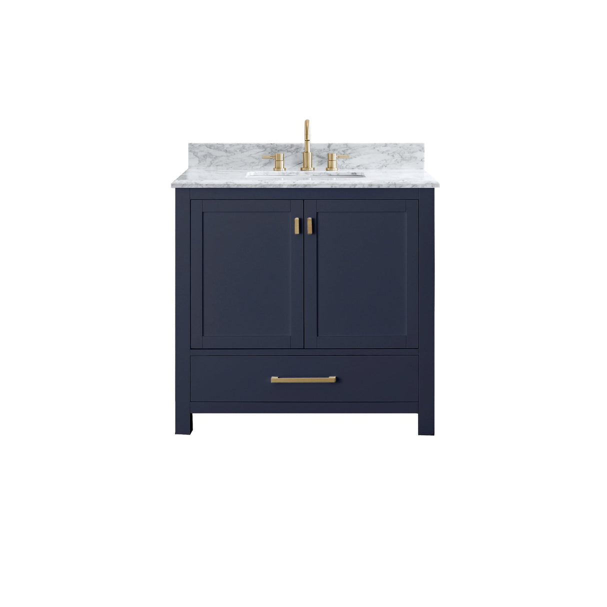 Avanity Modero 37 in. Vanity in Navy Blue with Carrara White Marble Top