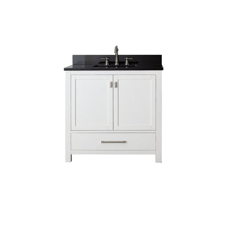 Avanity Modero 37 in. Vanity in White finish with Black Granite Top