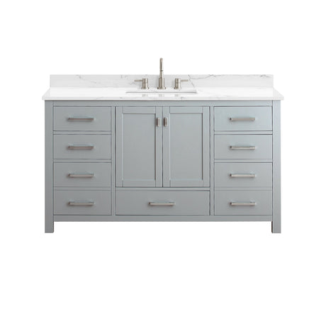 Avanity Modero 61 in. Single Vanity in Chilled Gray finish with Cala White Engineered Stone Top
