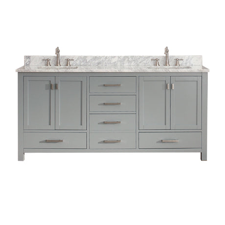 Avanity Modero 73 in. Double Vanity in Chilled Gray finish with Carrara White Marble Top