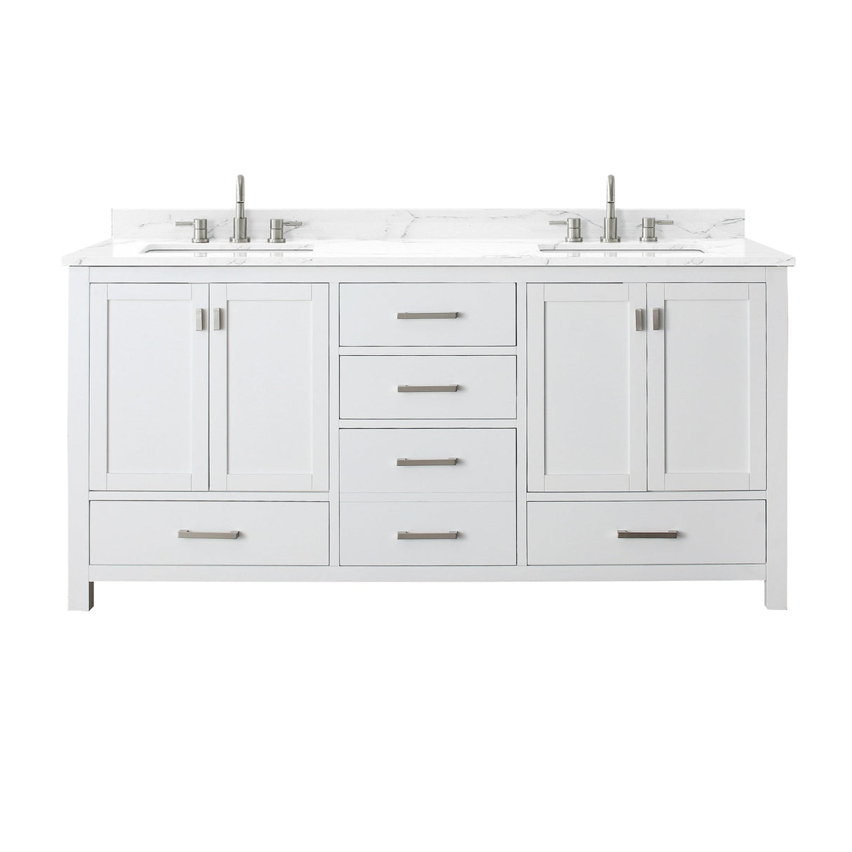 Avanity Modero 73 in. Double Vanity in White finish with Cala White Engineered Stone Top