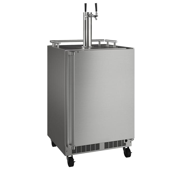 Marvel MOKR224-SSB1A 24" Mobile Outdoor Dispenser, 5.7 Cu. Ft., Twin Beer & Beverage Tap, Stainless Solid Door, Locking