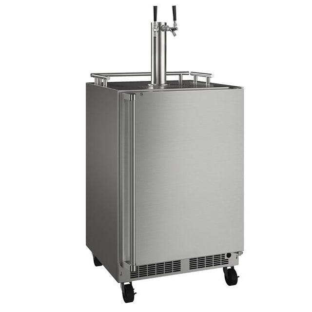 Marvel MOKR224-SSB1A 24" Mobile Outdoor Dispenser, 5.7 Cu. Ft., Twin Beer & Beverage Tap, Stainless Solid Door, Locking