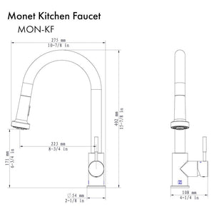 ZLINE Monet Pull Down Single Handle Kitchen Faucet in Brushed Nickel (MON-KF-BN)