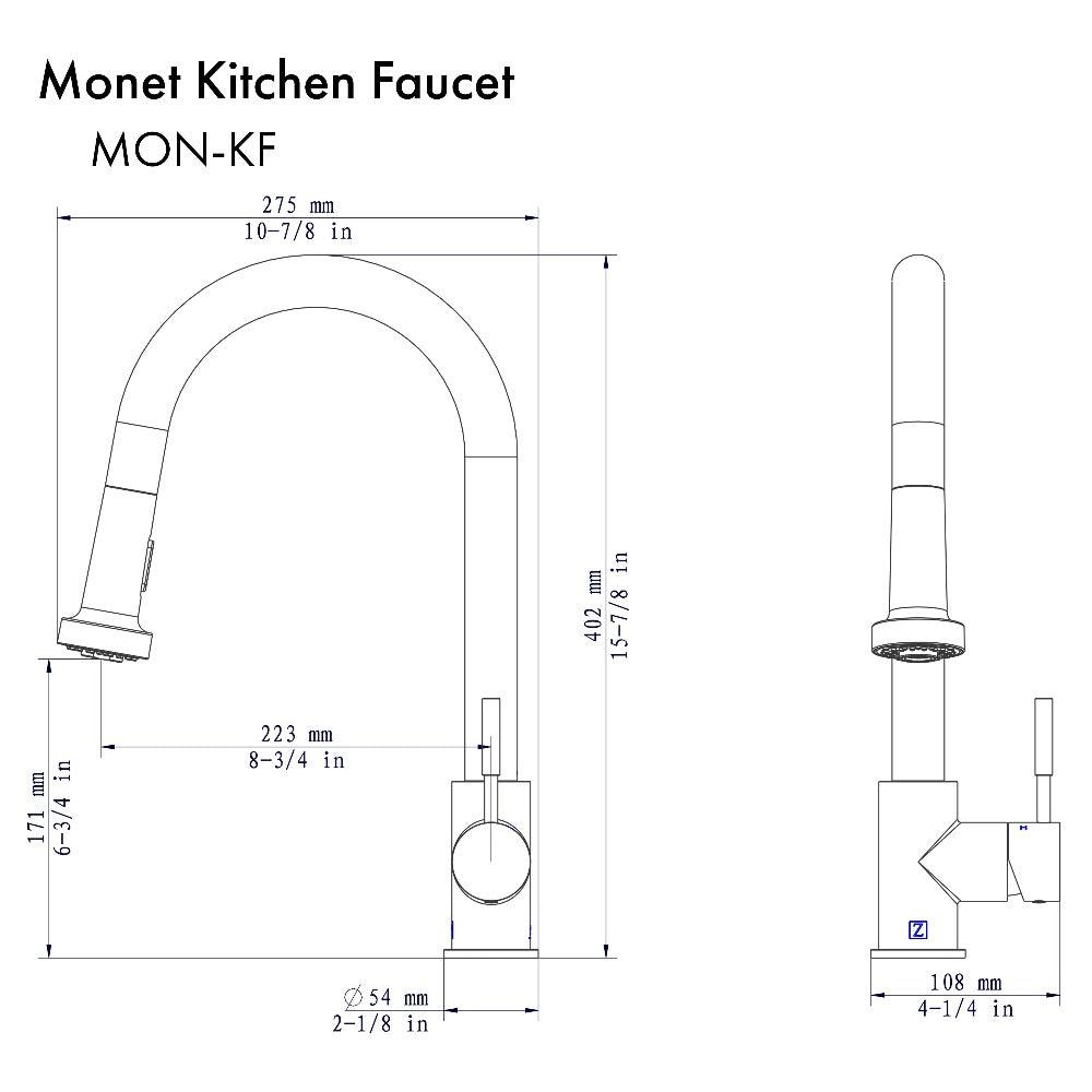 ZLINE Monet Pull Down Single Handle Kitchen Faucet in Matte Black (MON-KF-MB)