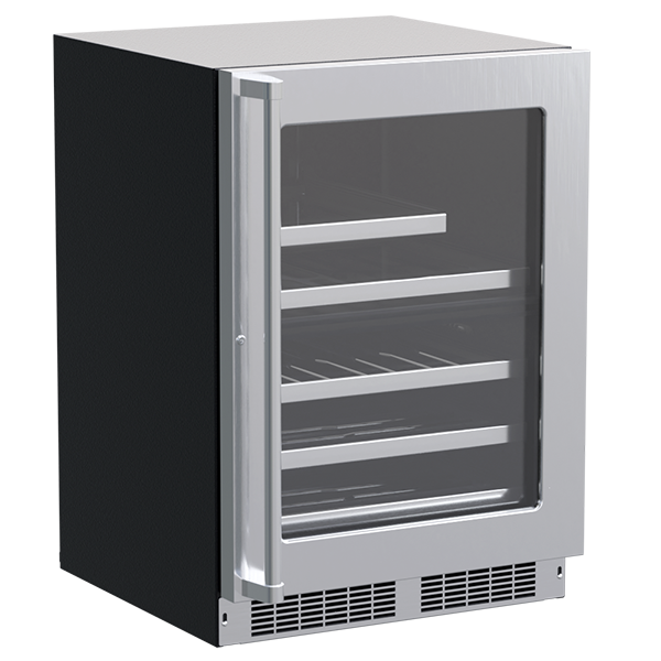 Marvel MPBD424-SG31A 24" Professional Dual Zone Beverage Center, 5.0 Cu. Ft., Stainless Glass Door, Locking