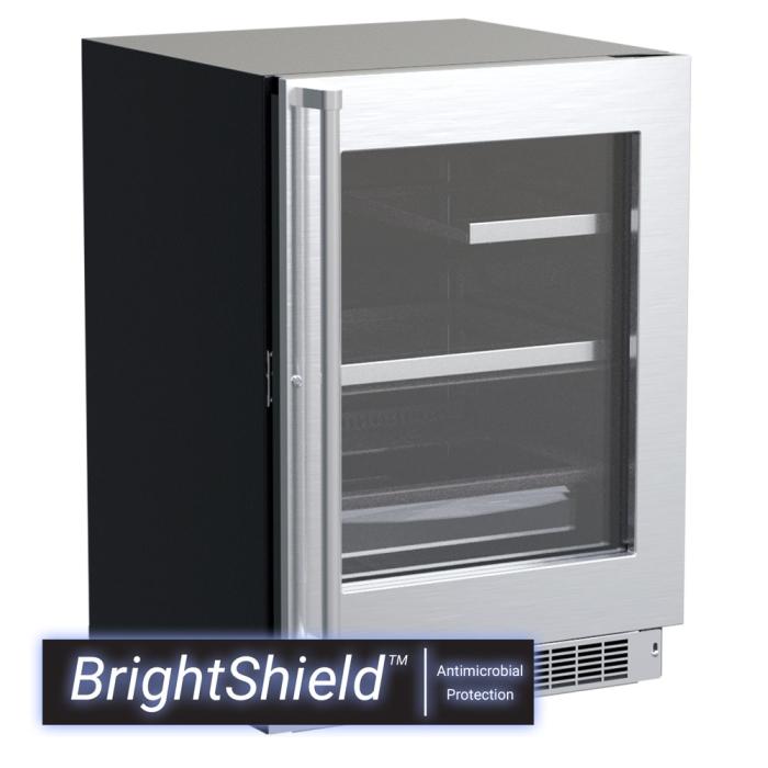 Marvel MPRE424-SG81A 24" Professional Refrigerator, 5.5 Cu. Ft., Stainless Glass Door, BrightShield