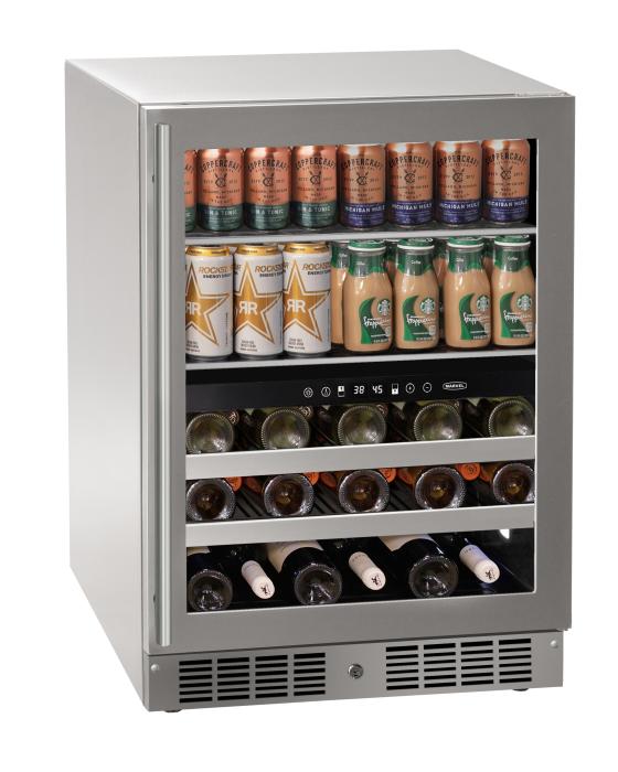 Marvel MRBD224-SG31A 24" Essential Dual Zone Beverage Center, 4.8 Cu. Ft., Stainless Glass Door, Locking