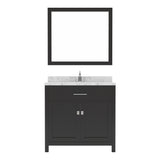 Virtu USA Caroline 36" Single Bath Vanity in Espresso with White Quartz Top and Round Sink with Matching Mirror - Luxe Bathroom Vanities