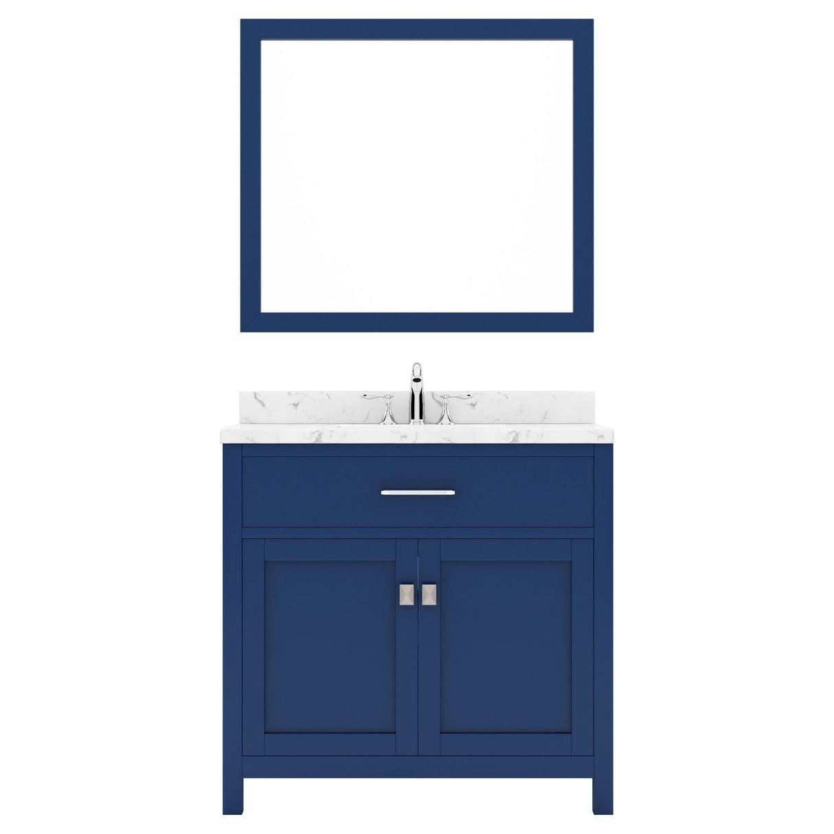 Virtu USA Caroline 36" Single Bath Vanity in Espresso with White Quartz Top and Round Sink with Matching Mirror - Luxe Bathroom Vanities