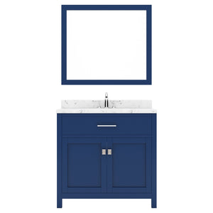 Virtu USA Caroline 36" Single Bath Vanity in Espresso with White Quartz Top and Round Sink with Brushed Nickel Faucet with Matching Mirror - Luxe Bathroom Vanities