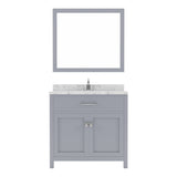 Virtu USA Caroline 36" Single Bath Vanity in Espresso with White Quartz Top and Round Sink with Matching Mirror - Luxe Bathroom Vanities