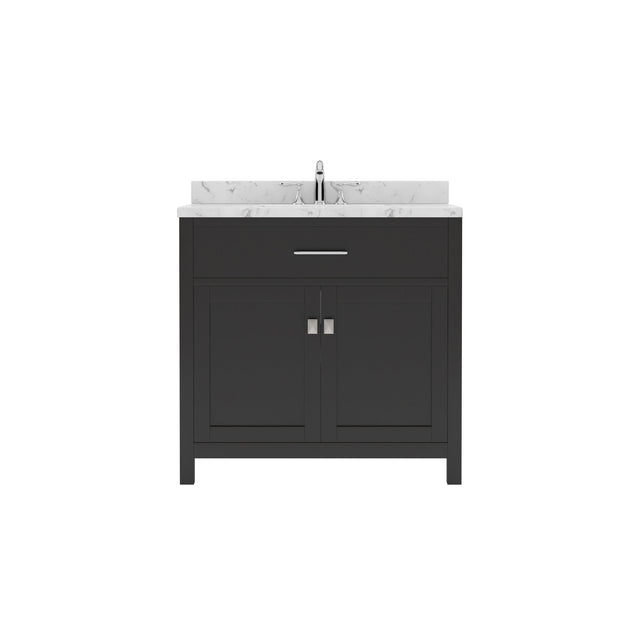 Virtu USA Caroline 36" Single Bath Vanity in Espresso with White Quartz Top and Square Sink - Luxe Bathroom Vanities