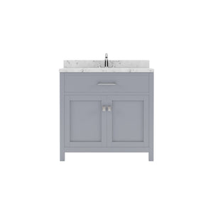 Virtu USA Caroline 36" Single Bath Vanity with White Quartz Top and Square Sink with Matching Mirror