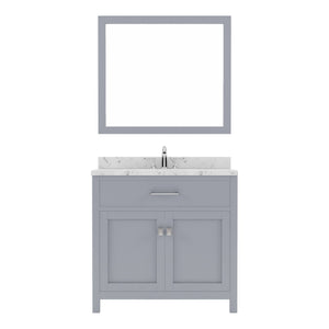 Virtu USA Caroline 36" Single Bath Vanity in Espresso with White Quartz Top and Square Sink with Polished Chrome Faucet with Matching Mirror - Luxe Bathroom Vanities