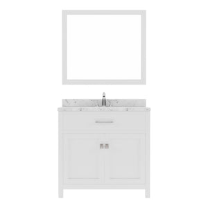 Virtu USA Caroline 36" Single Bath Vanity in Espresso with White Quartz Top and Square Sink with Matching Mirror - Luxe Bathroom Vanities