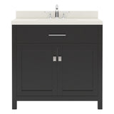 Virtu USA Caroline 36" Single Bath Vanity with White Quartz Top and Round Sink - Luxe Bathroom Vanities