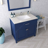 Virtu USA Caroline 36" Single Bath Vanity with White Quartz Top and Square Sink with Matching Mirror