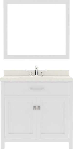 Virtu USA Caroline 36" Single Bath Vanity with White Quartz Top and Square Sink with Matching Mirror - Luxe Bathroom Vanities