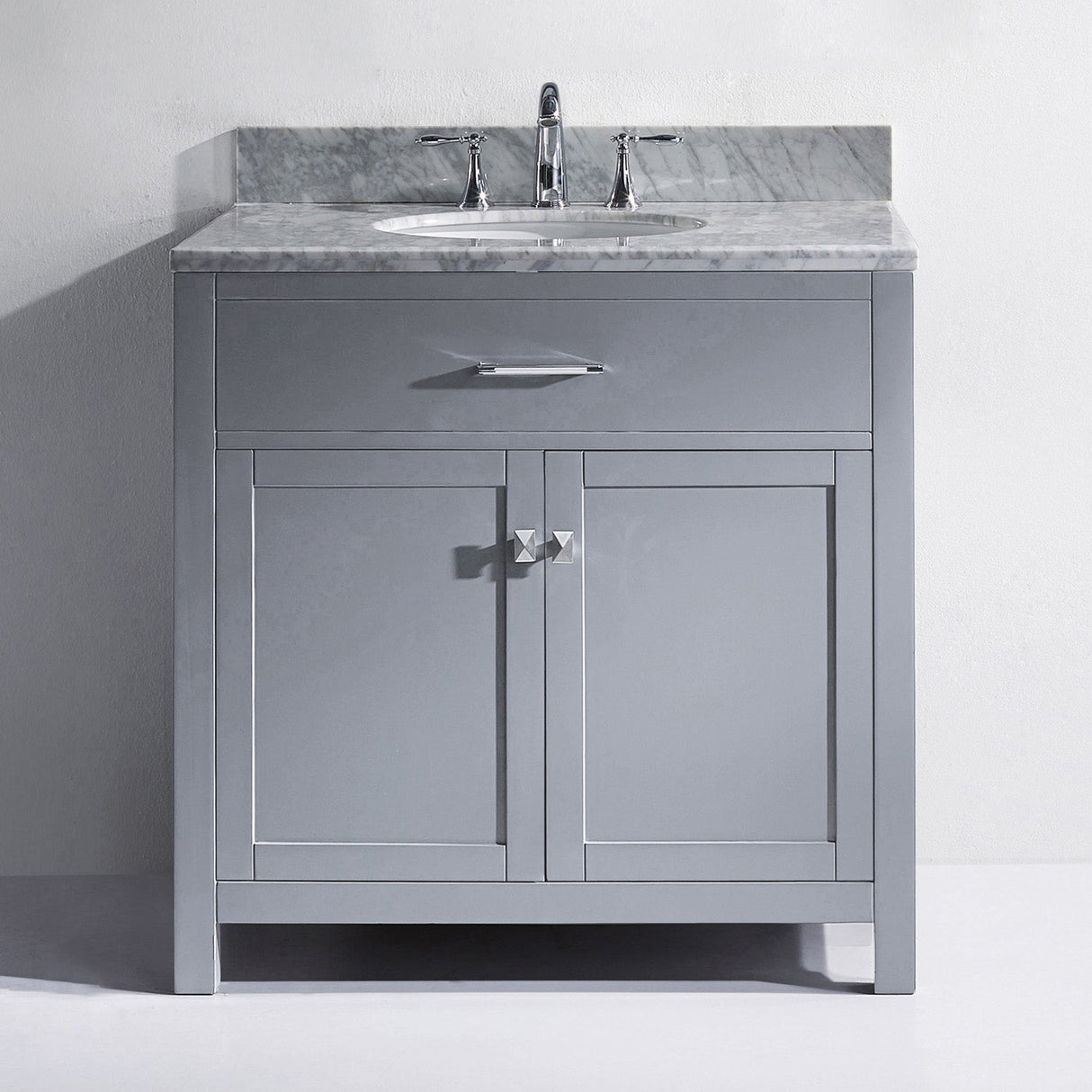 Virtu USA Caroline 36" Single Bath Vanity with Marble Top and Round Sink - Luxe Bathroom Vanities Luxury Bathroom Fixtures Bathroom Furniture