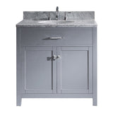 Virtu USA Caroline 36" Single Bath Vanity with White Marble Top and Round Sink