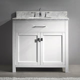 Virtu USA Caroline 36" Single Bath Vanity with White Marble Top and Round Sink