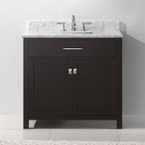 Virtu USA Caroline 36" Single Bath Vanity with White Marble Top and Square Sink