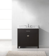 Virtu USA Caroline 36" Single Bath Vanity with White Marble Top and Square Sink