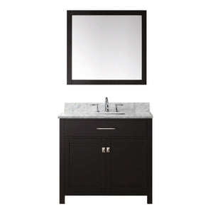 Virtu USA Caroline 36" Single Bath Vanity with Marble Top and Square Sink with Mirror - Luxe Bathroom Vanities Luxury Bathroom Fixtures Bathroom Furniture