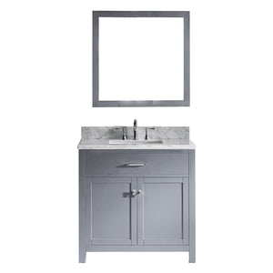 Virtu USA Caroline 36" Single Bath Vanity with Marble Top and Square Sink with Mirror - Luxe Bathroom Vanities Luxury Bathroom Fixtures Bathroom Furniture