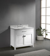 Virtu USA Caroline 36" Single Bath Vanity with White Marble Top and Square Sink